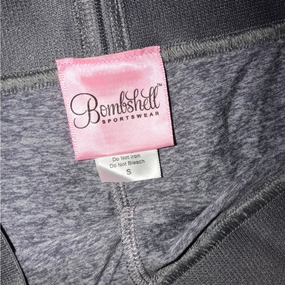 Bombshell Sportswear Gray Leggings with White Stripes - Picture 3 of 4